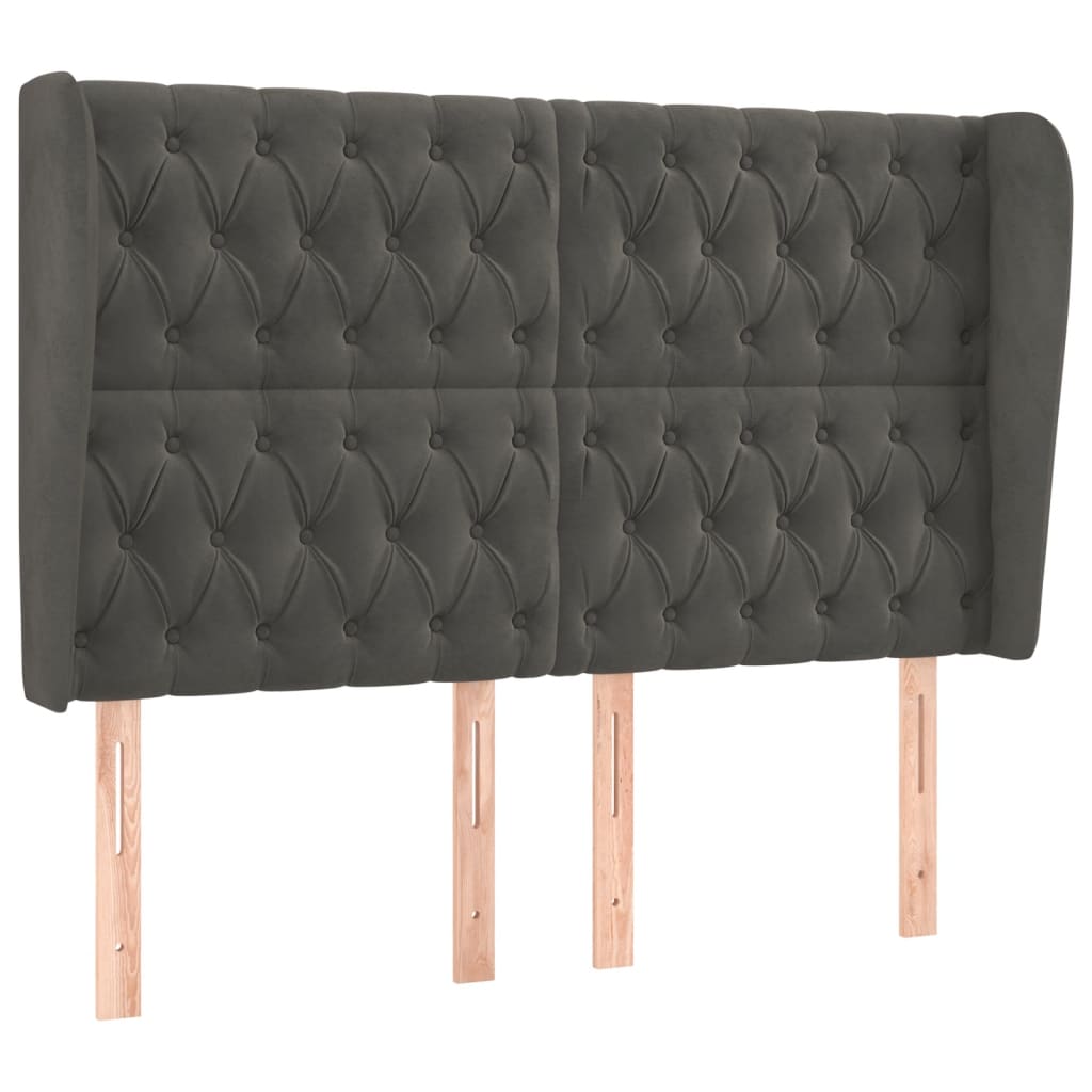 Kopfteil mit Ohren Dunkelblau 93x23x78/88 cm Samt