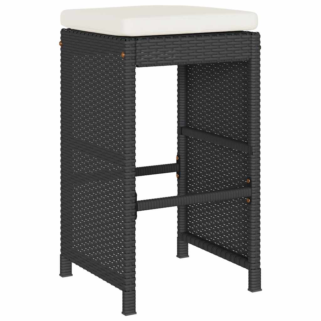 Garten-Barhocker mit Kissen 2 Stk. Braun Poly Rattan