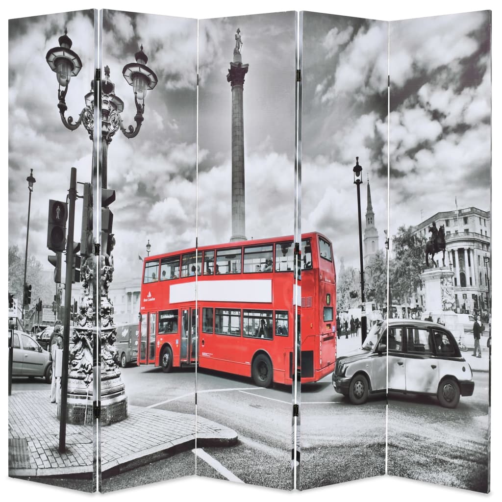 Raumteiler klappbar 120 x 170 cm London Bus Schwarz-Weiß