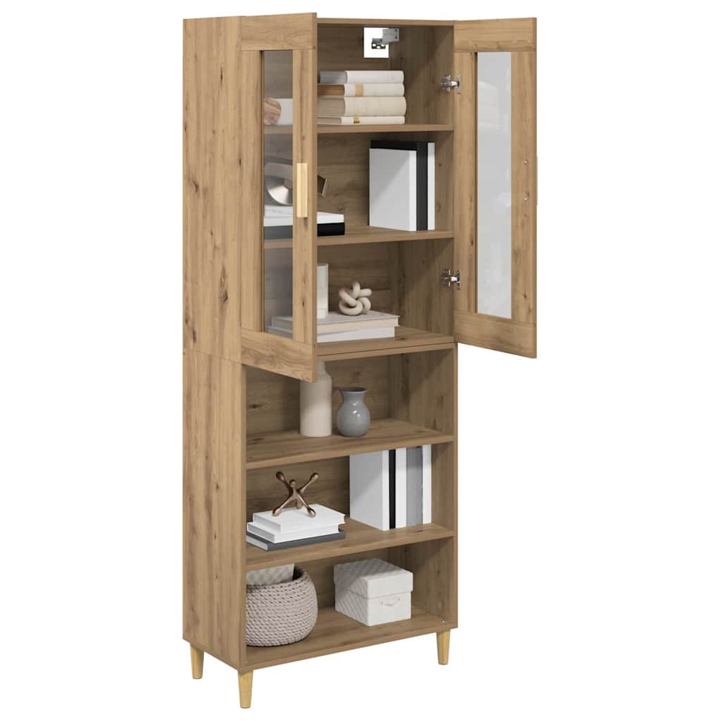 Highboard Altholz 69,5 x 34 x 180 cm Engineered Wood und Glas