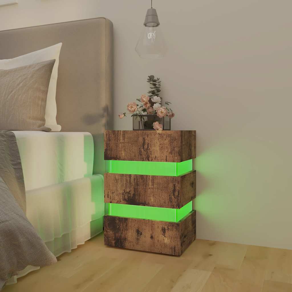 LED-Nachttisch Weiß 45x35x67 cm Holzwerkstoff