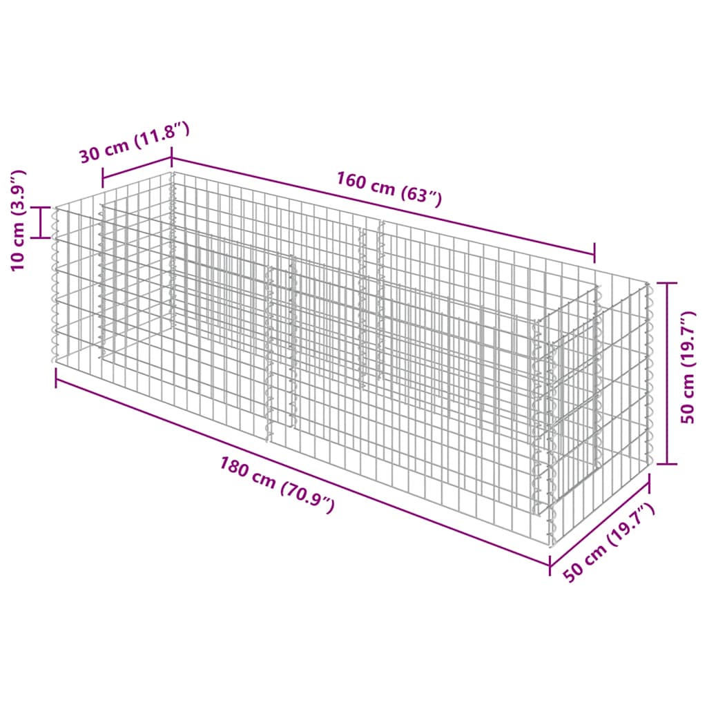 Gabionen-Hochbeet Verzinkter Stahl 450×90×100 cm