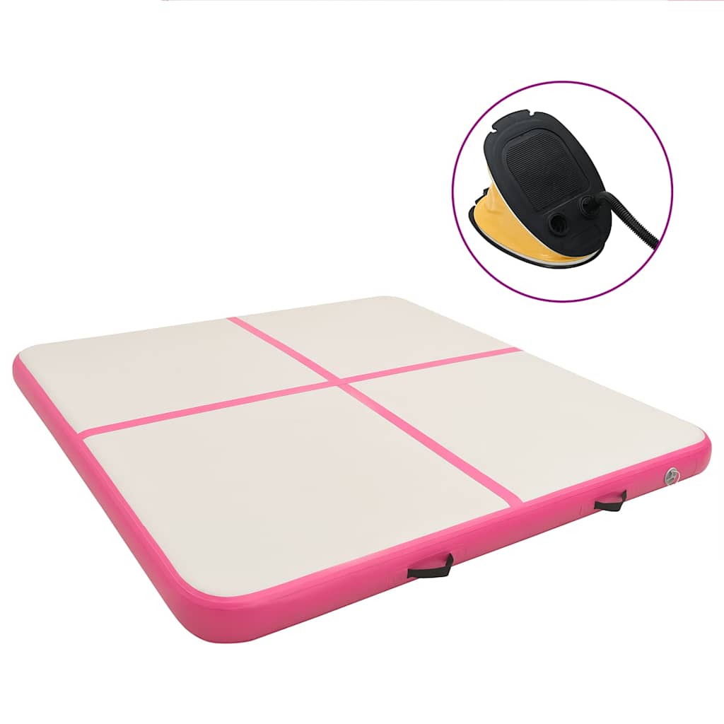 Aufblasbare Gymnastikmatte mit Pumpe 300×100×10 cm PVC Rosa