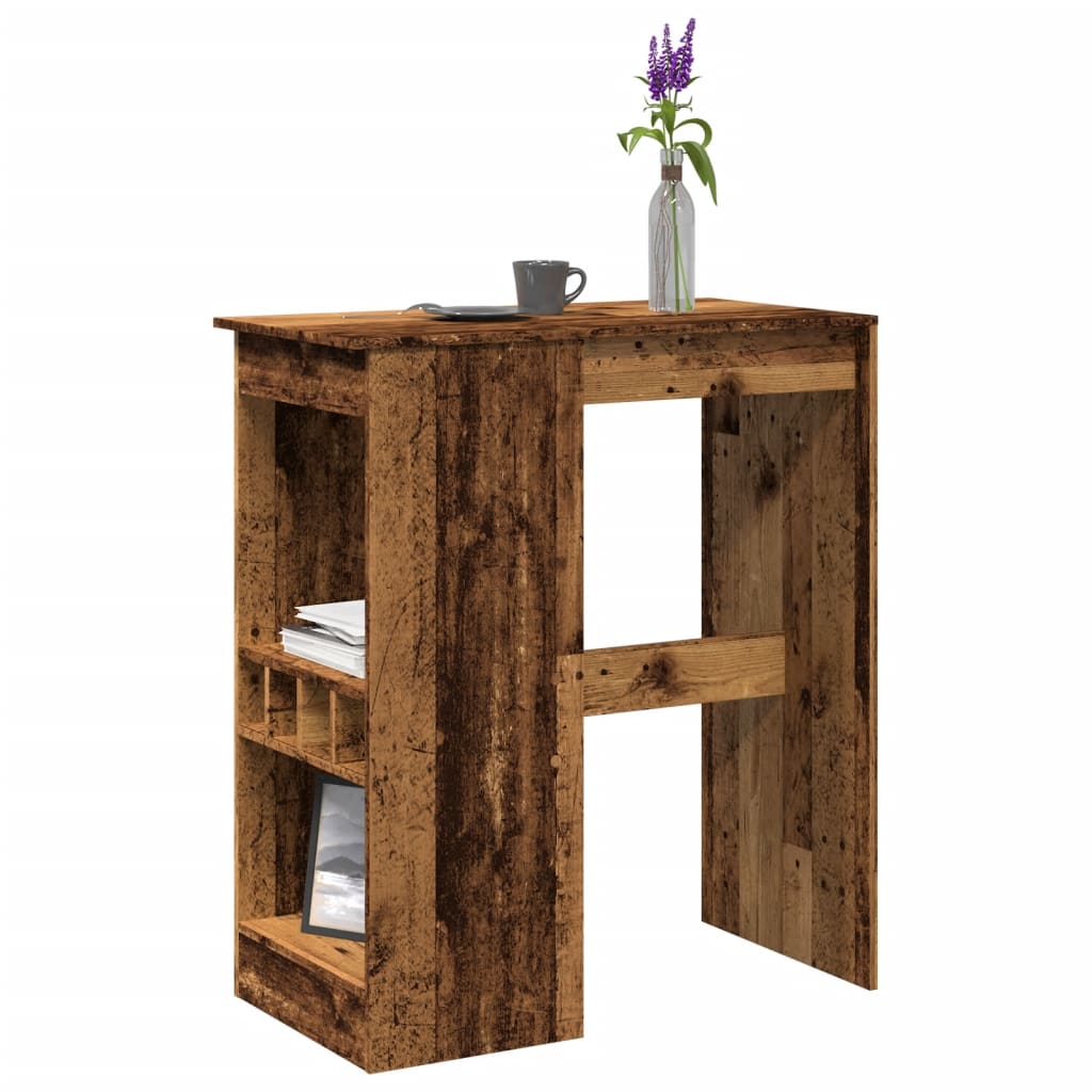 Bartisch mit Regal Schwarz Eichen-Optik 90 x 47,5 x 103,5 cm