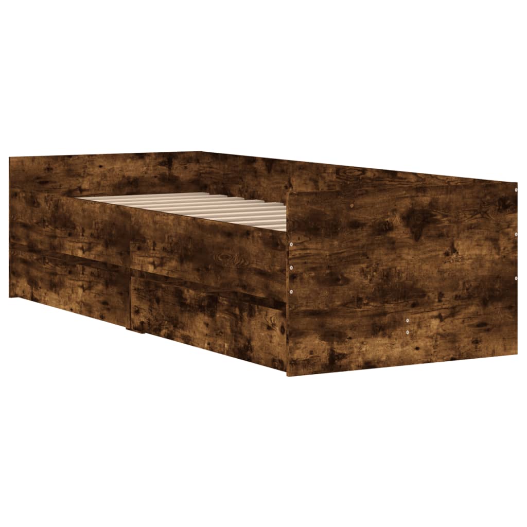 Bett mit Schubladen Braun Eiche-Optik 75x190 cm