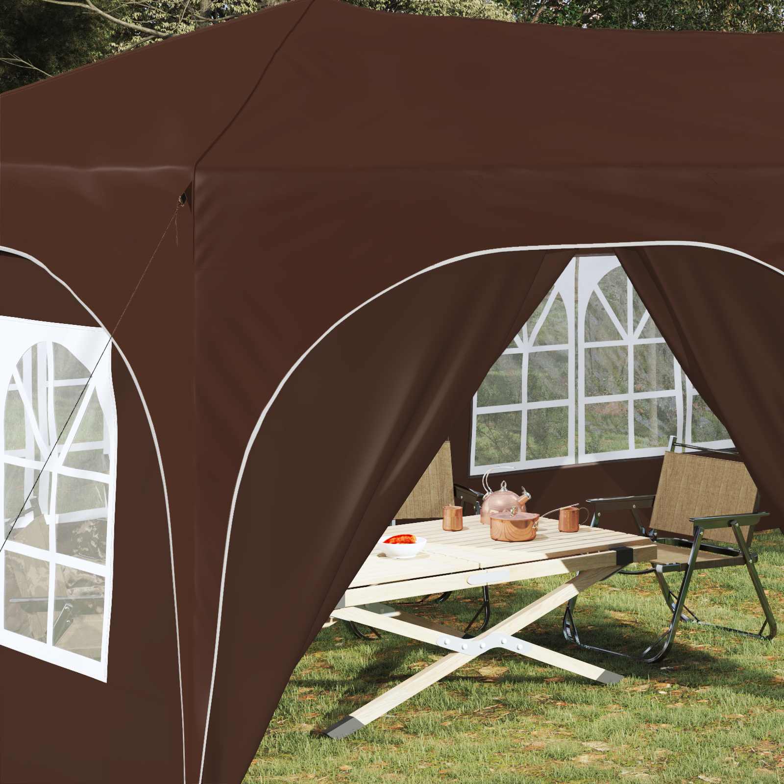 Pop-up Partyzelt 575 x 288 x 245 cm Creme Oxford-Stoff