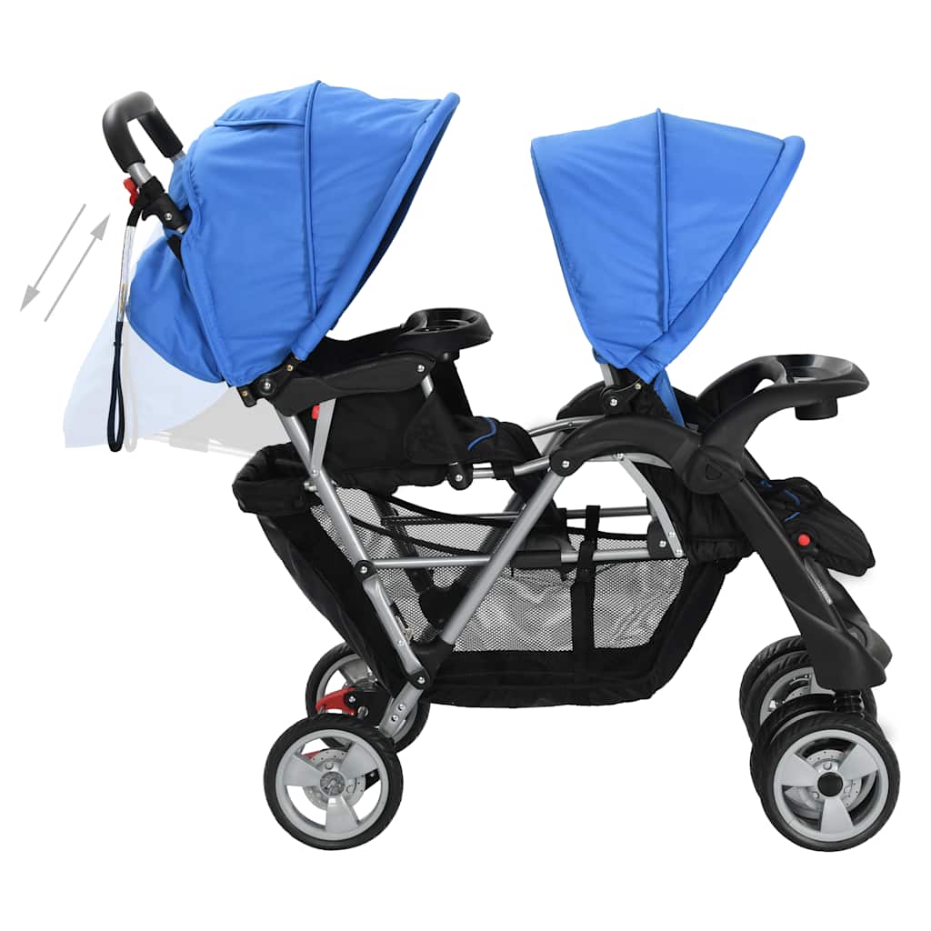 Tandem-Kinderwagen Stahl Rot und Schwarz