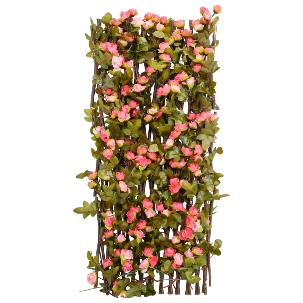 Rankgitter mit Künstlichem Efeu Erweiterbar Dunkelrosa 180x20cm
