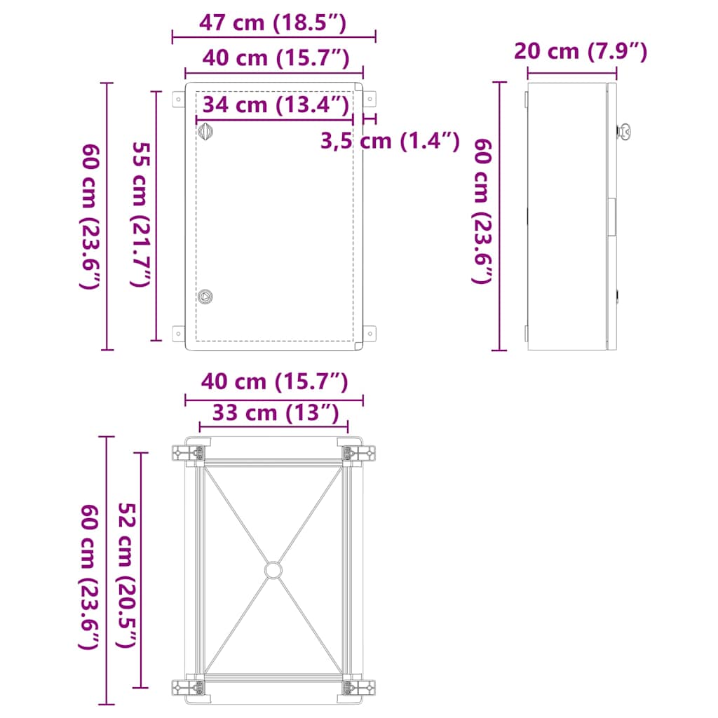 Steuerungsschrank Grau 25 x 13 x 24 cm ABS Kunststoff