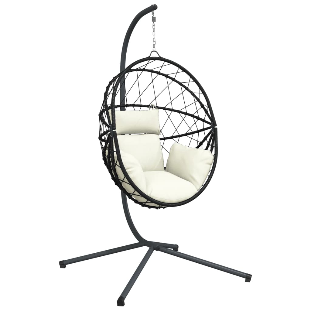 Hängesessel Ei-Design mit Ständer Anthrazit Rattan und Stahl