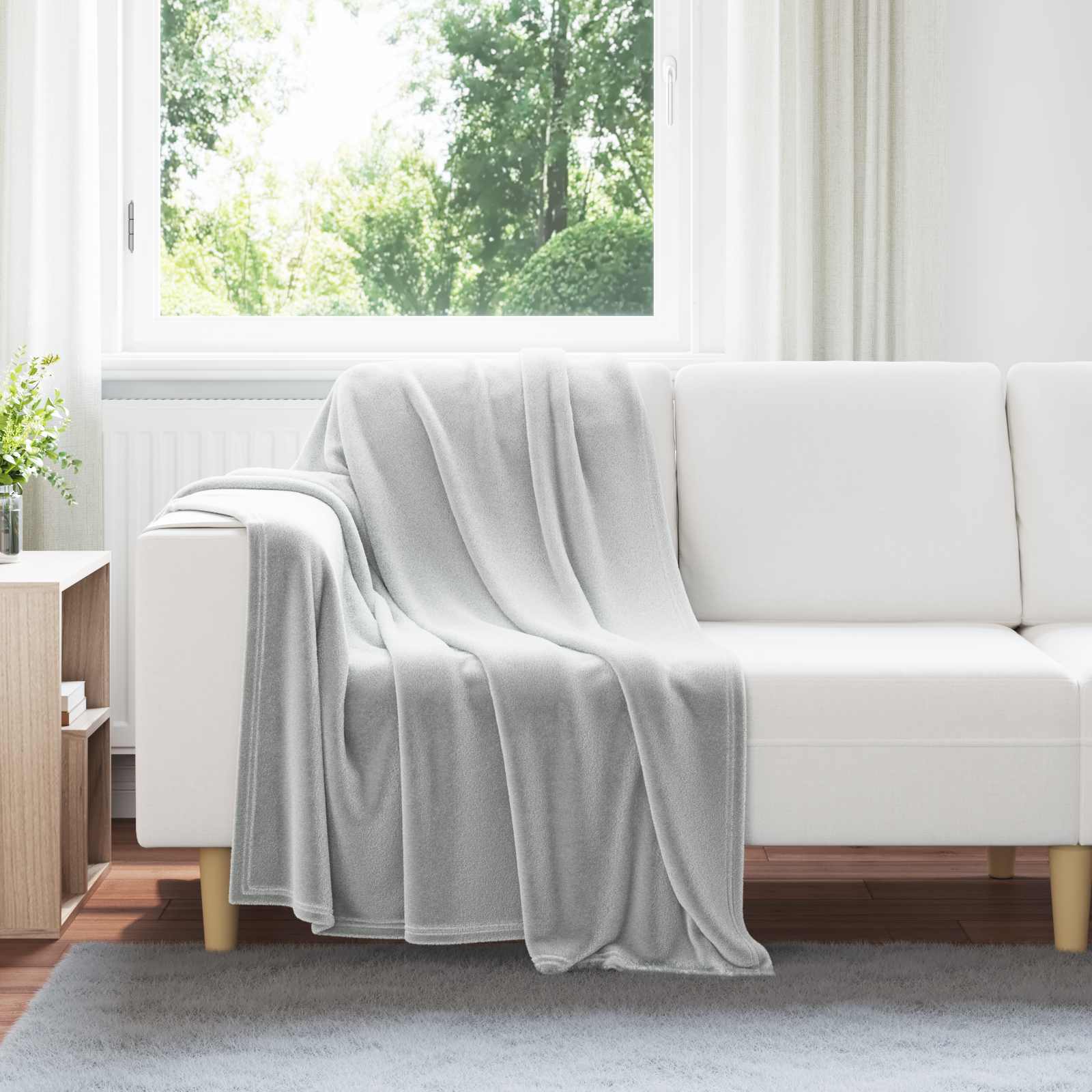 Überwurfdecke Beige 130 x 150 cm Fleece
