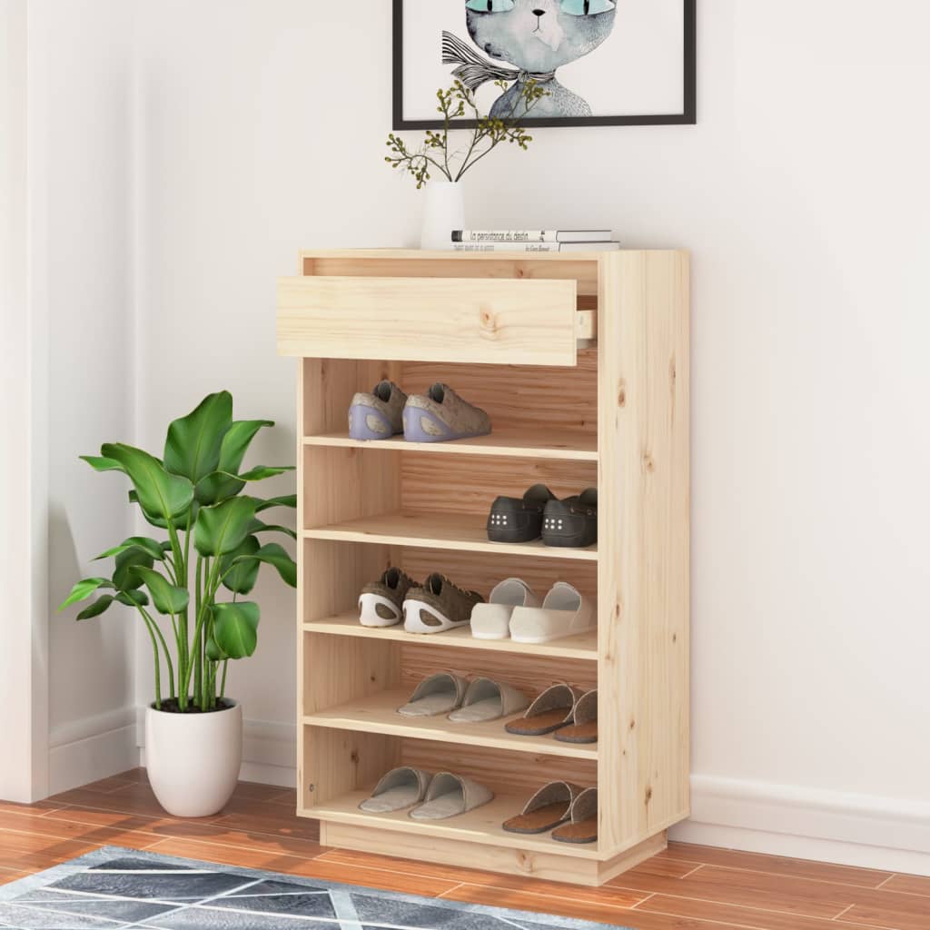 Schuhregal 60x34x105 cm Massivholz Kiefer