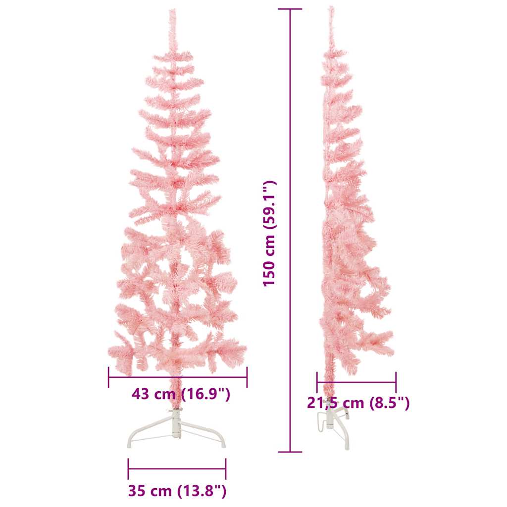 Künstlicher Halb-Weihnachtsbaum mit Ständer Schlank Weiß 180 cm