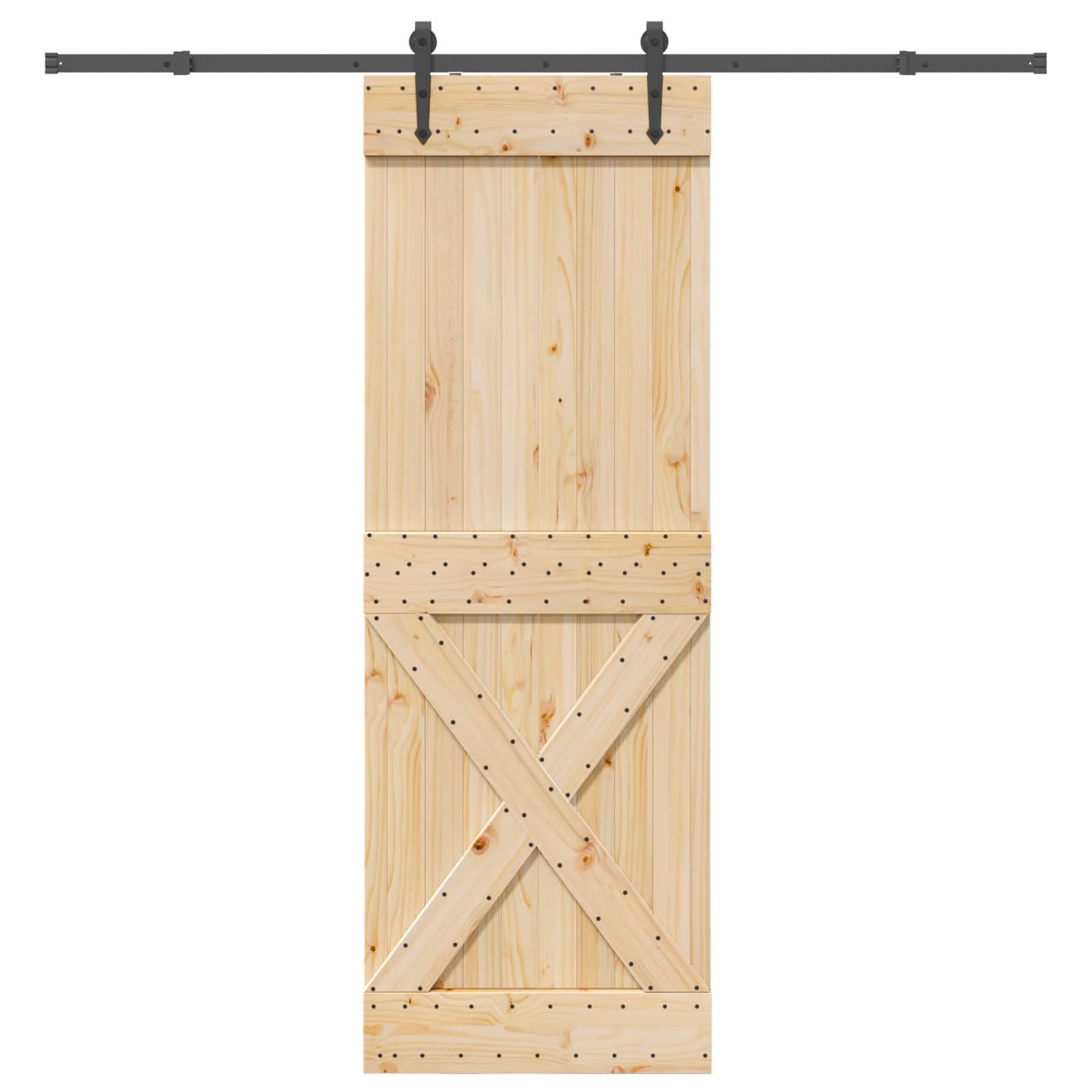 Schiebetür NARVIK Natürlich und Schwarz 70 x 210 cm (152,5 cm)