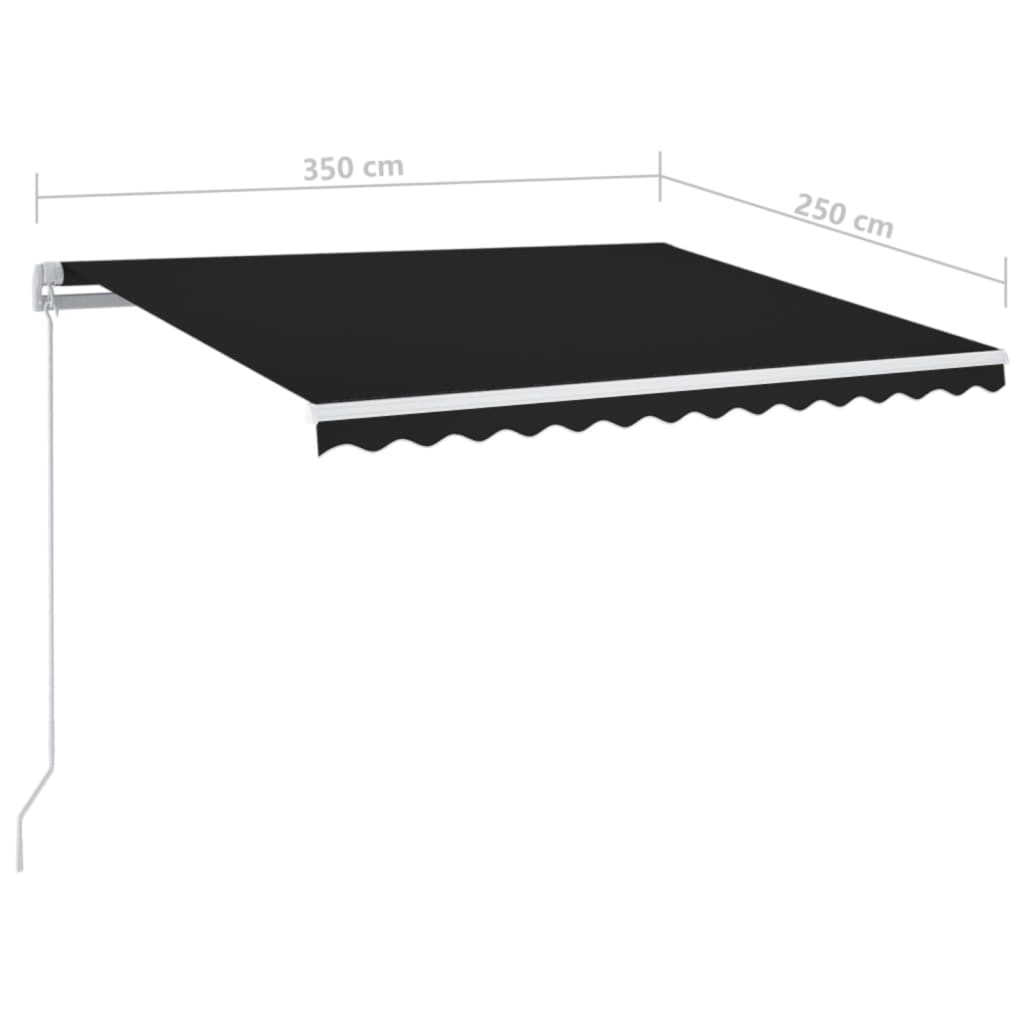 Markise Manuell Einziehbar mit LED 300x250 cm Blau und Weiß