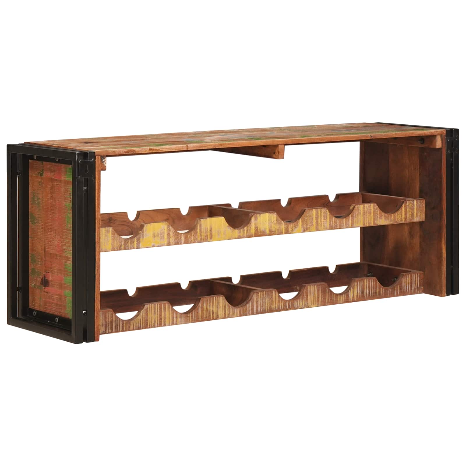 Weinregal Braun 60 x 45 x 33 cm Massives grobes Mangoholz