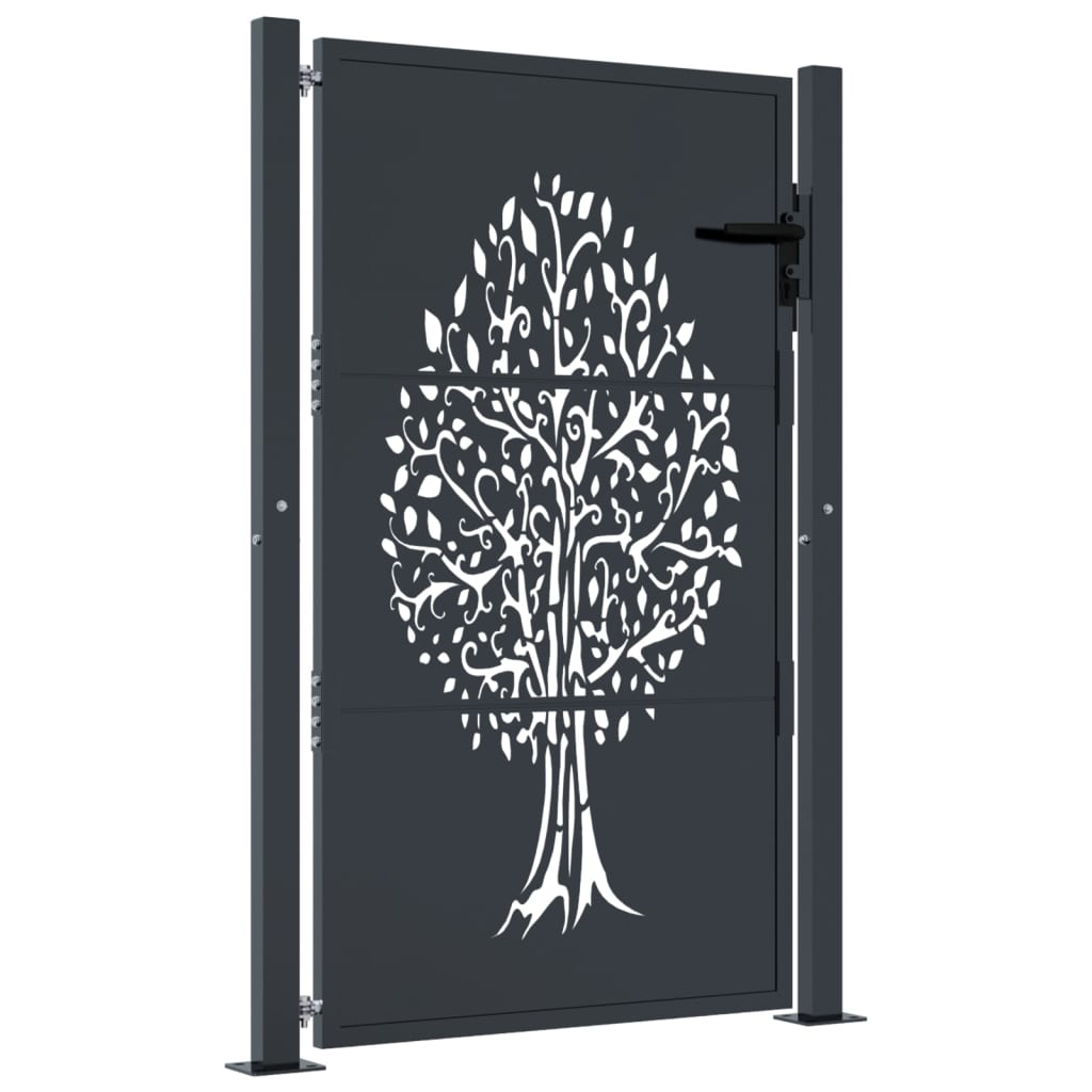 Gartentor Anthrazit 100x75 cm Stahl Baum-Design
