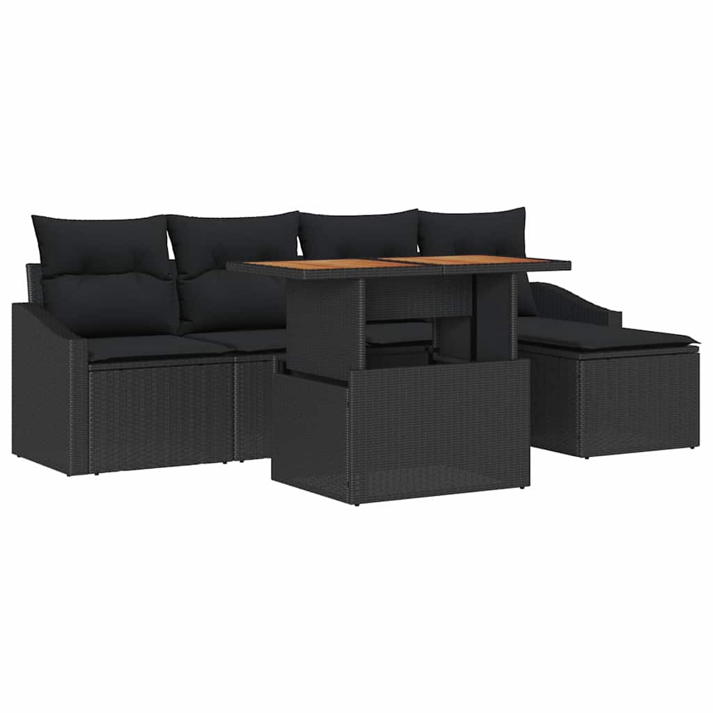 Garten Essgruppe mit Kissen 6 pcs Schwarz und Creme