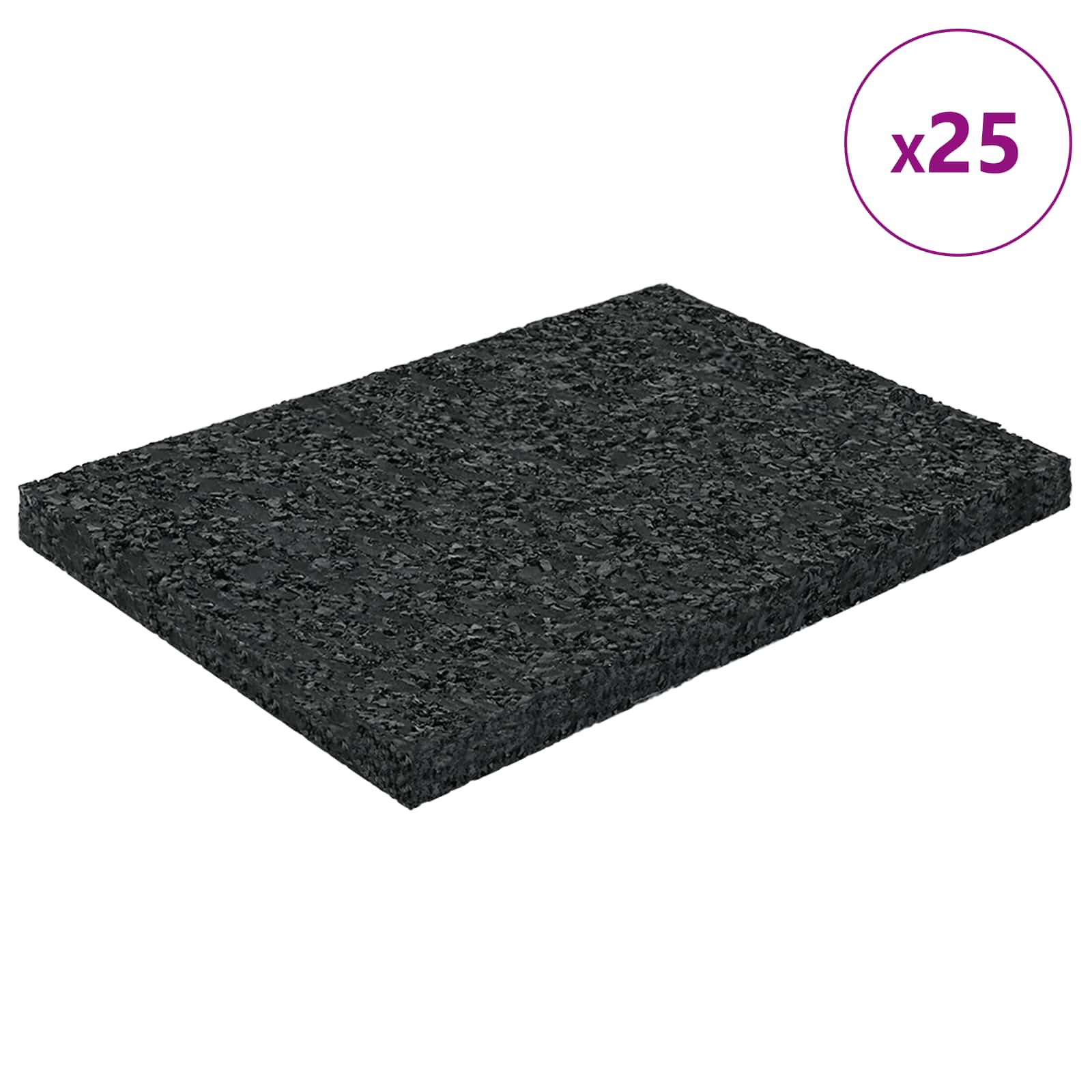 Gummigranulat-Patiopad Schwarz 6 x 9 x 0,3 cm Gummi