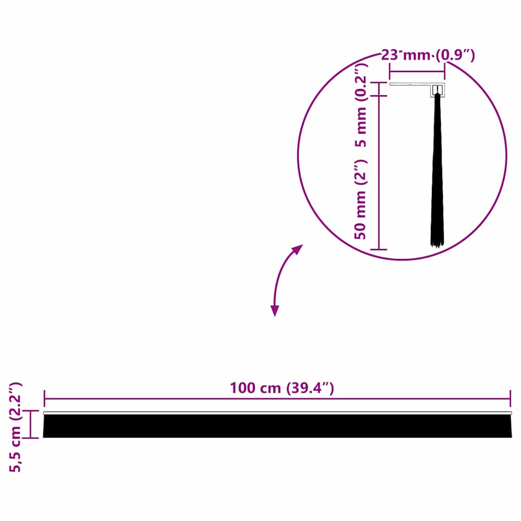 Aufsteck Türbürstendichtungen 2 pcs Braun 100 cm