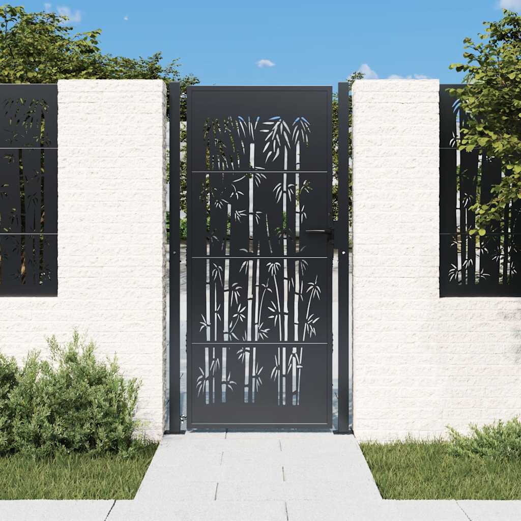Gartentor Anthrazit 100x75 cm Stahl Bambus-Design