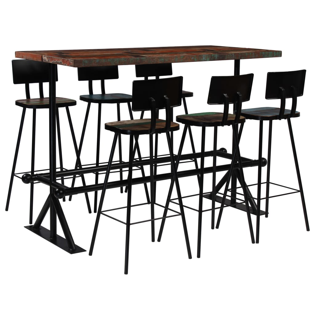 Bar-Set 3-tlg. Altholz Massiv Mehrfarbig