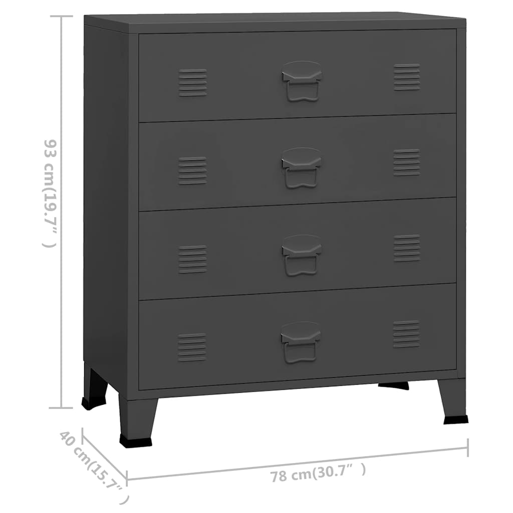 Schubladenschrank Metall Industrie-Stil 78 x 40 x 93 cm Schwarz