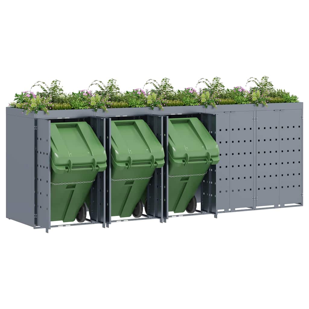 Mülltonnenbox für 2 Tonnen Schwarz 138x79x117 cm Stahl