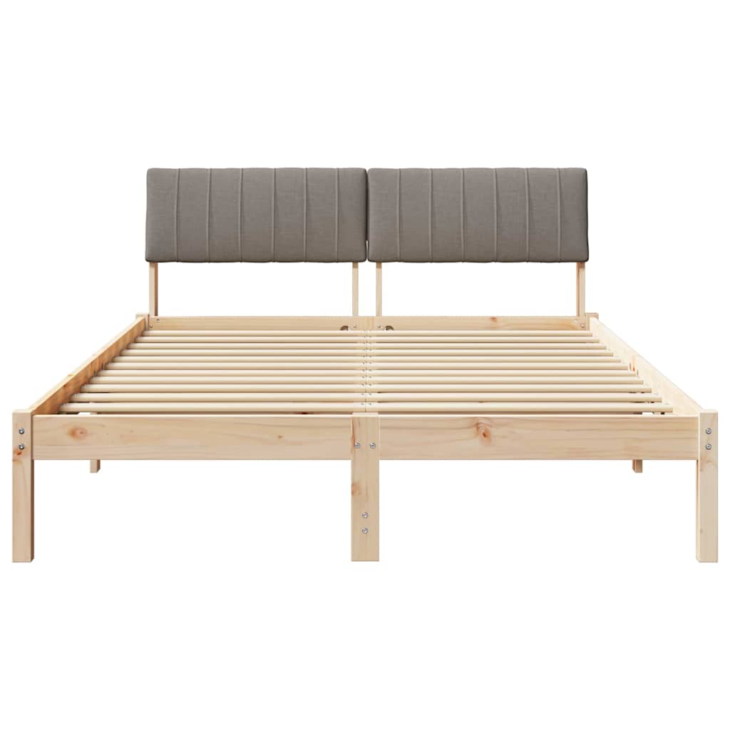 Bettgestell Braun und hellgrau 200 x 200 cm Massivholz Kiefer