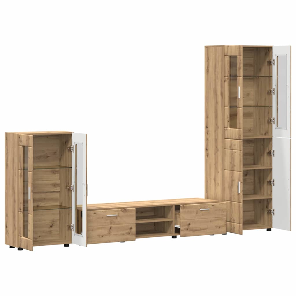 Highboard mit Regal FLORIN Weiß 60 x 35 x 182 cm Holzwerkstoff