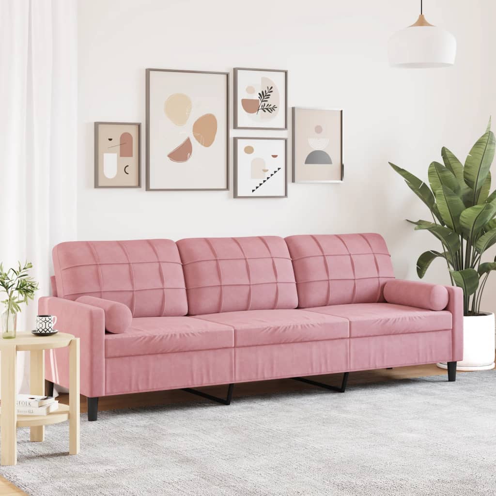 2-Sitzer-Sofa mit Zierkissen Hellgrau 120 cm Samt