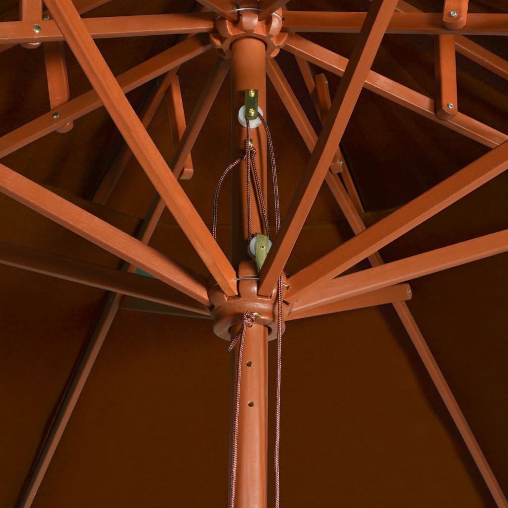 Sonnenschirm mit Doppeldach und Holz-Mast Schwarz 270 cm