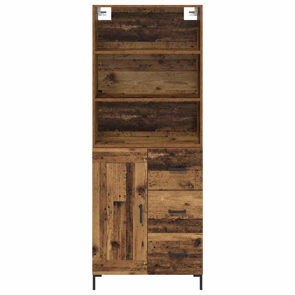 Highboard Hochglanz-Weiß 69,5x34x180 cm Holzwerkstoff