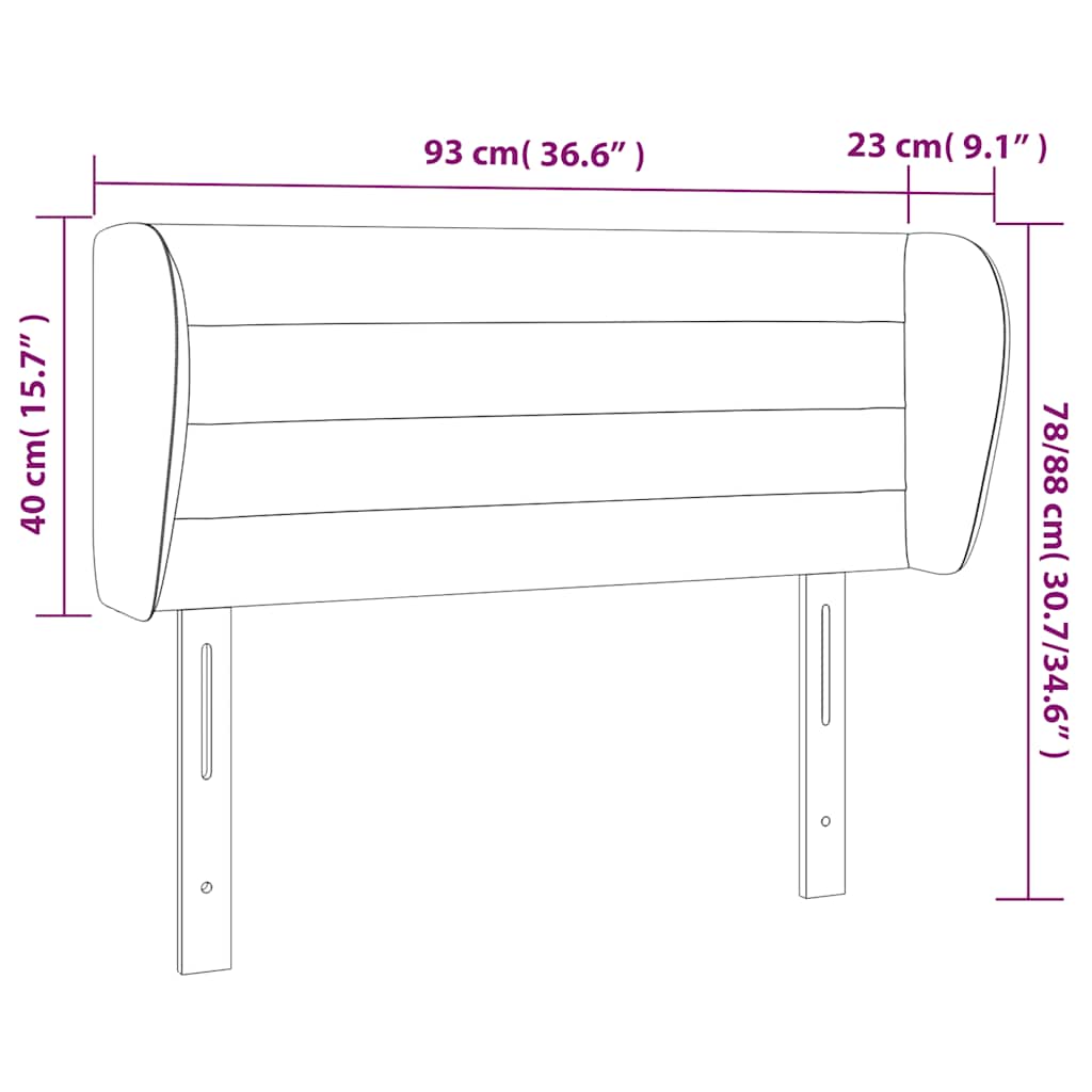 Kopfteil mit Ohren Dunkelblau 203x23x118/128 cm Samt