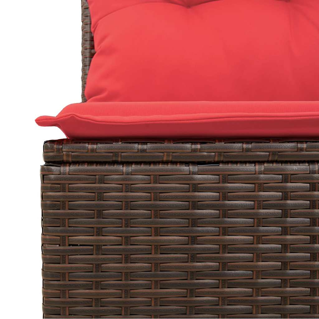 10-teiliges Gartensofa-Set mit Kissen, schwarzes Polyrattan