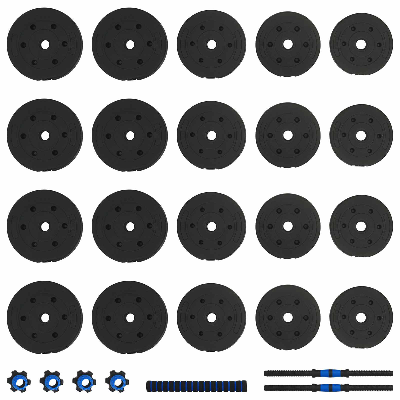 2-in-1 Hantelset 40kg Schwarz und Rot Zement und Eisensand