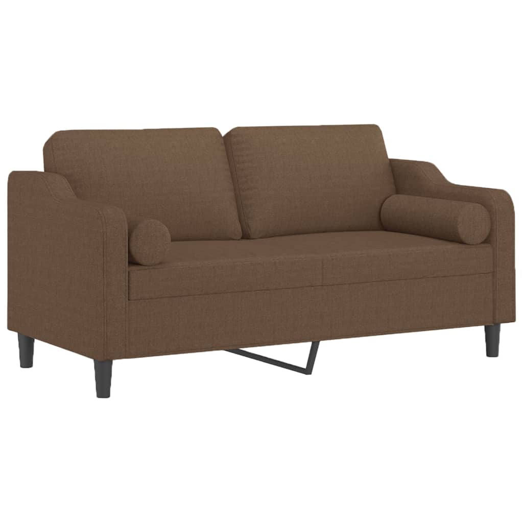 2-Sitzer-Sofa mit Zierkissen Braun 120 cm Stoff