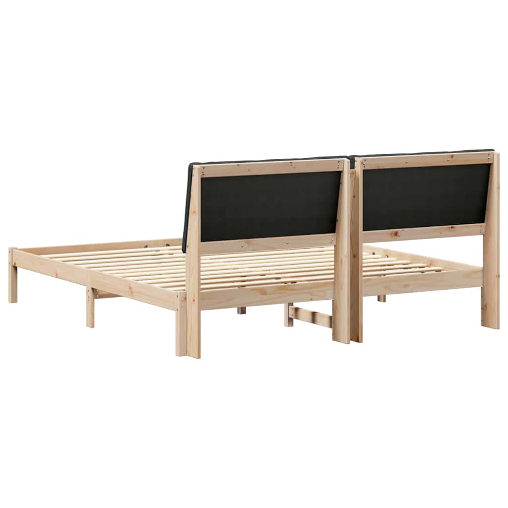Bettgestell Braun und hellgrau 200 x 200 cm Massivholz Kiefer