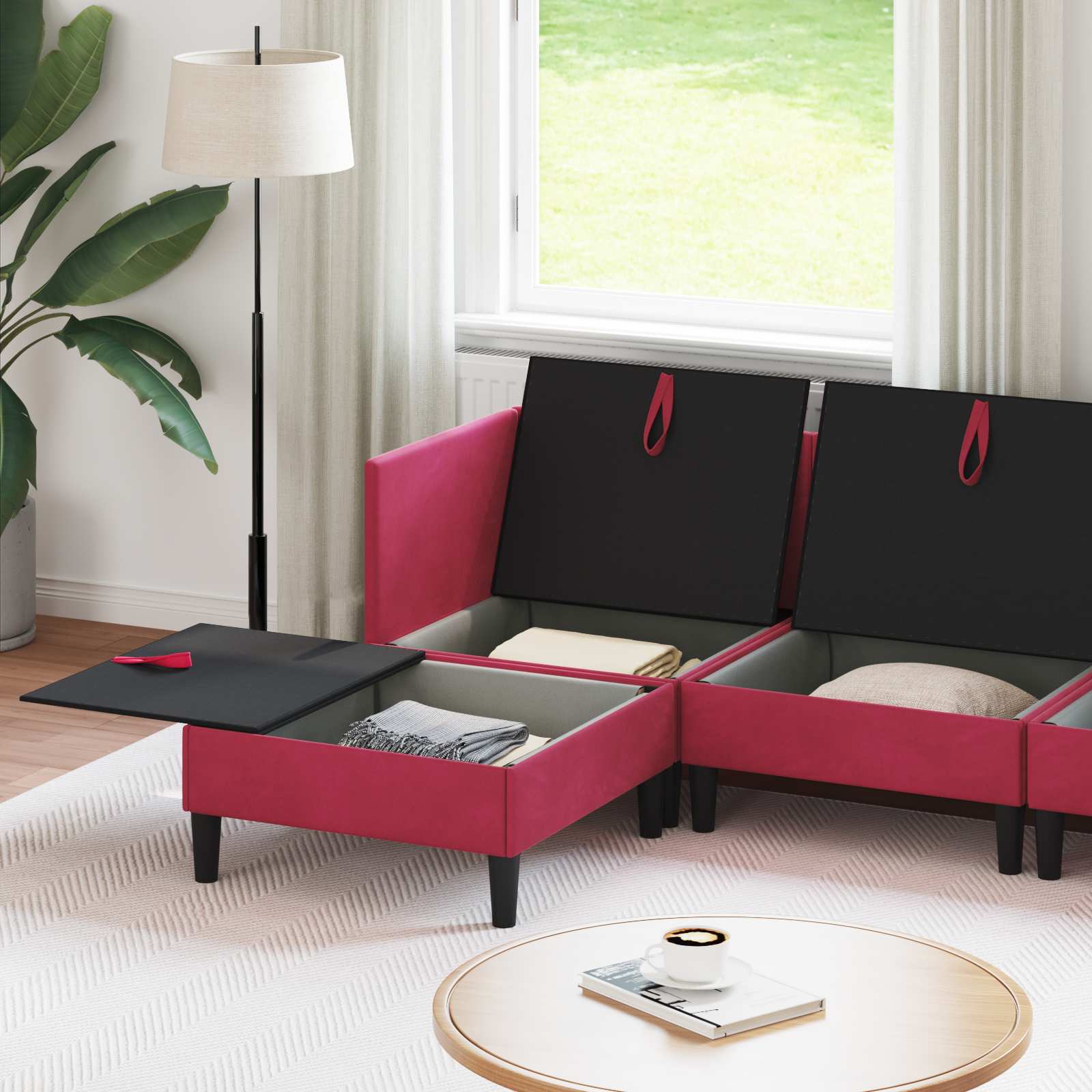 Wohnzimmergarnitur mit Kissen mit Speicher 3 pcs Hellgrau Samt