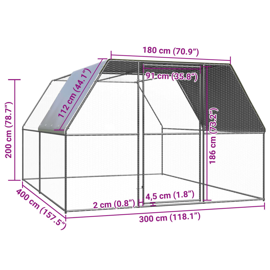 Outdoor-Hühnerkäfig 2x2x2 m Verzinkter Stahl
