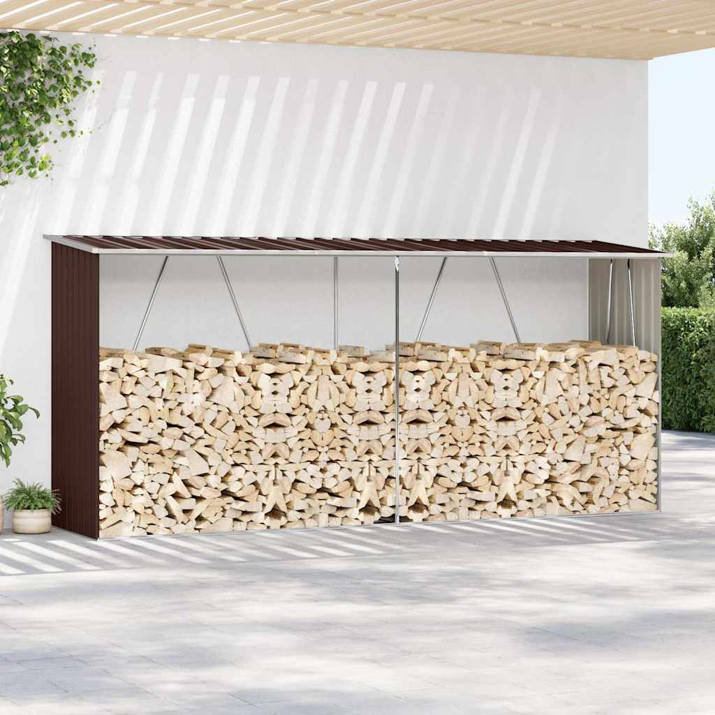 Brennholzlager aus verzinktem Stahl 330x84x152 cm Grau