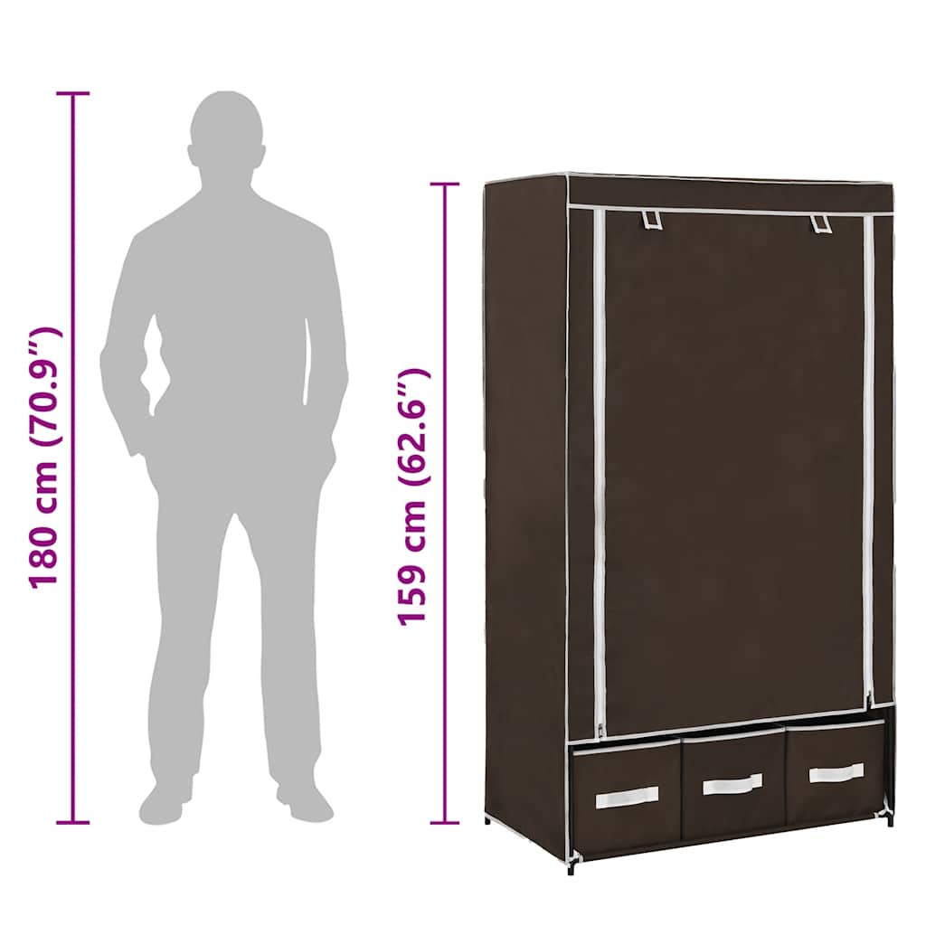 Kleiderschrank Schwarz 87 x 49 x 159 cm Stoff