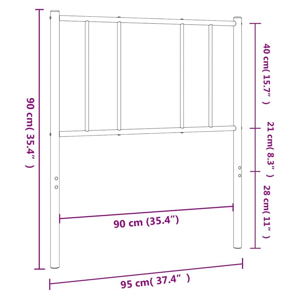 Ersatz-Kopfteil Metall Schwarz 80 cm