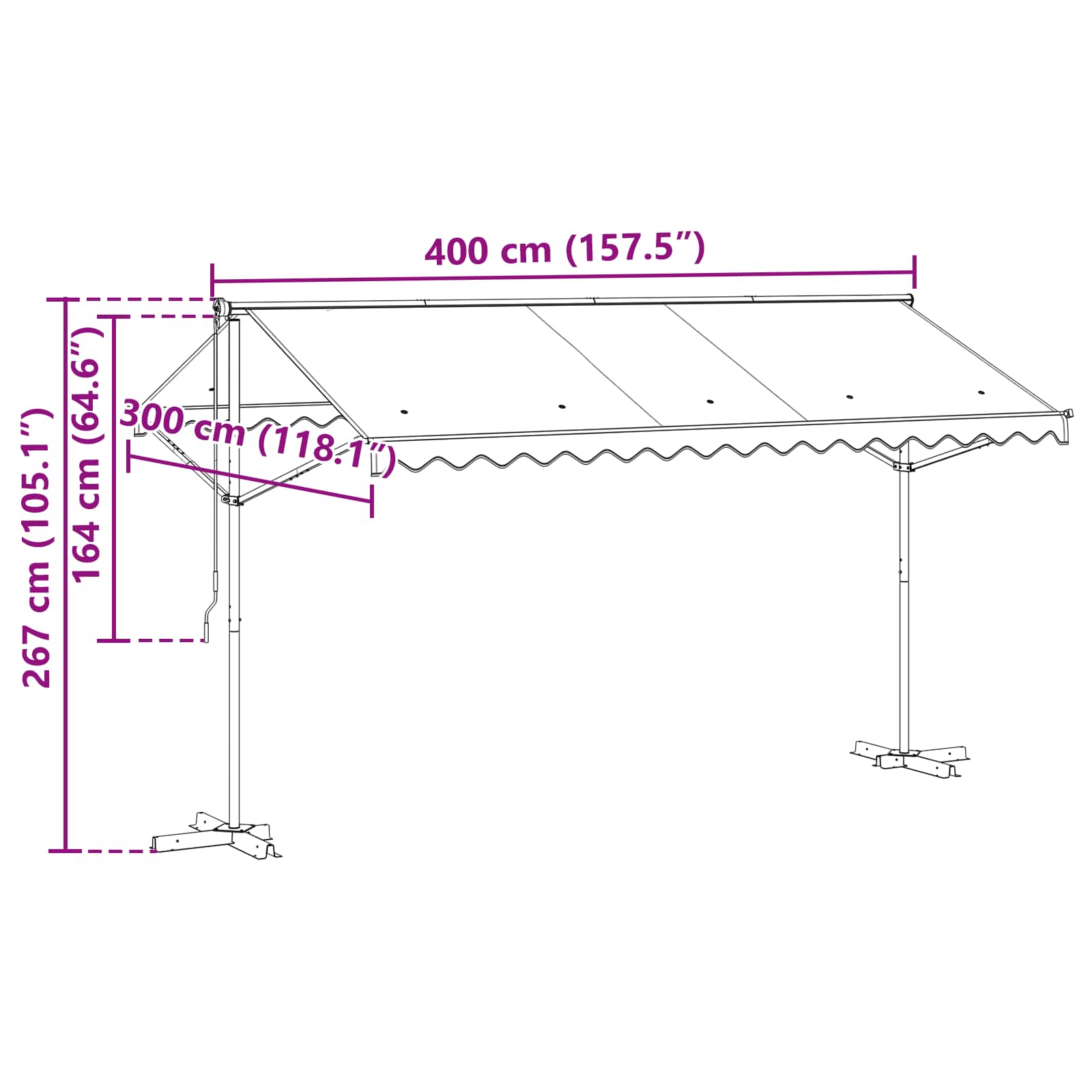 Freistehende Markise 400x300 cm Anthrazit