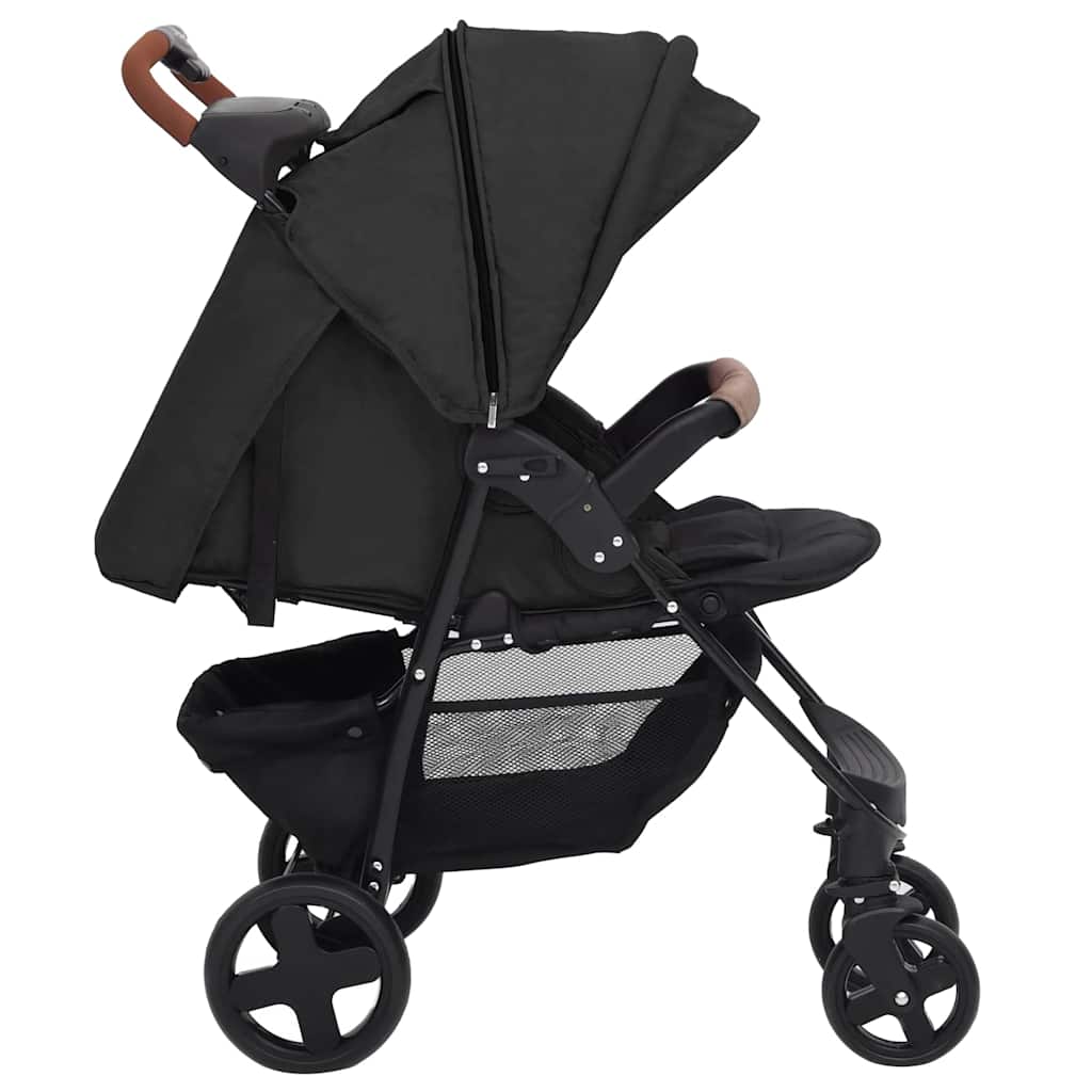 2-in-1 Kinderwagen Hellgrau Stahl