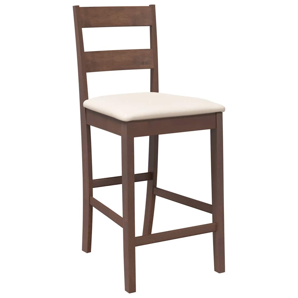 Barhocker mit Kissen 2 Stk. Braun Massivholz Gummibaum