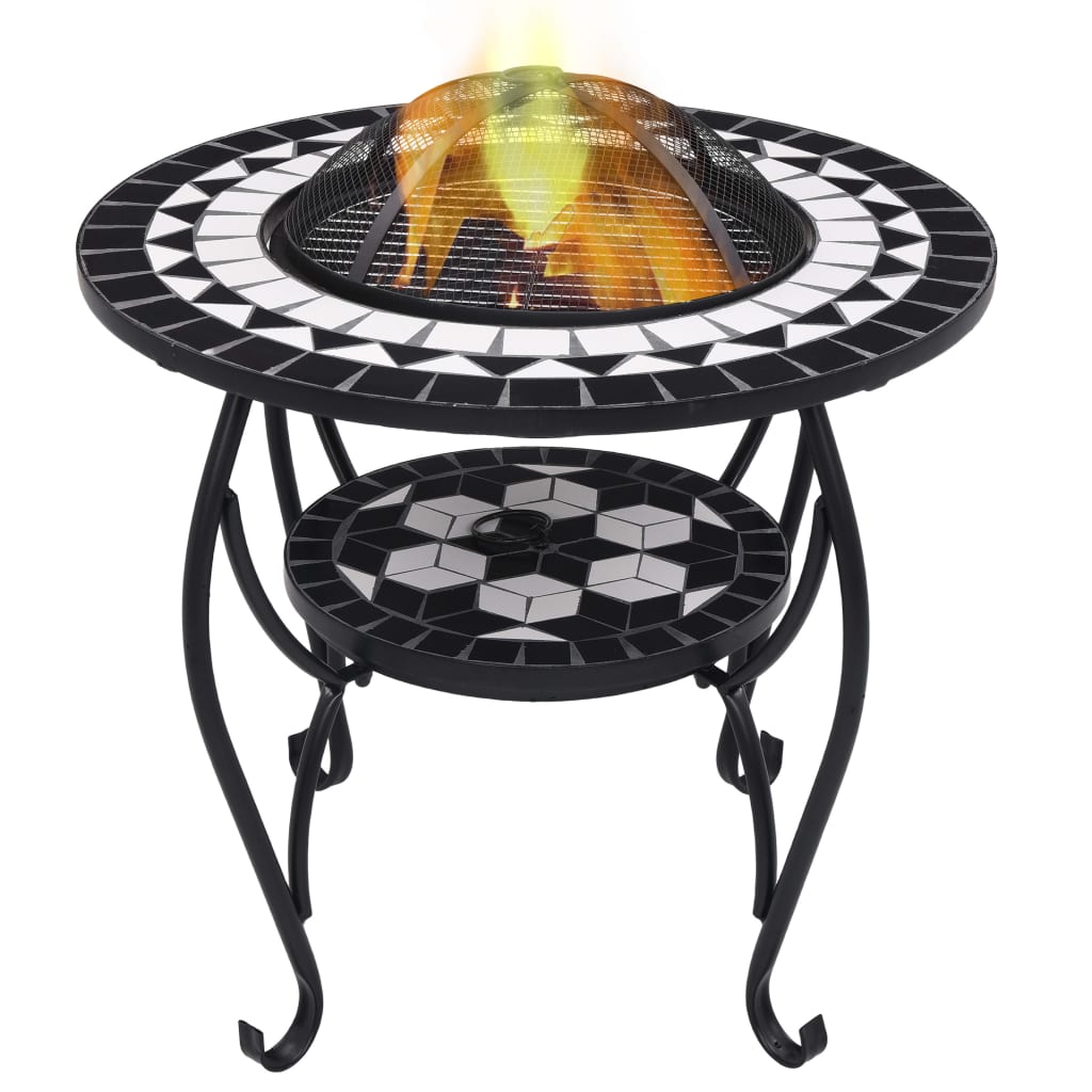 Feuertisch Mosaik Keramik Blau und Weiß 68 cm