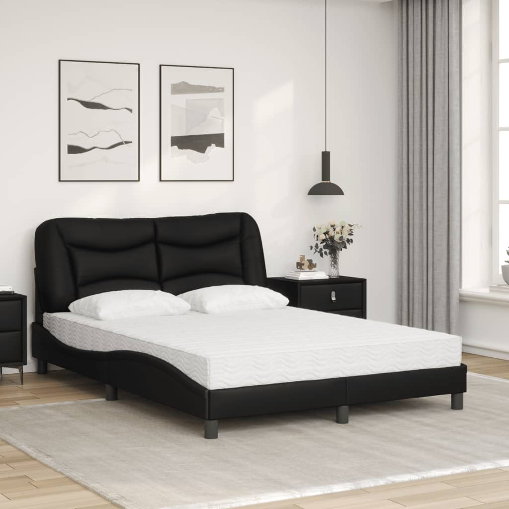 Bett mit Matratze "Hvar" Schwarz 80x200 cm Kunstleder