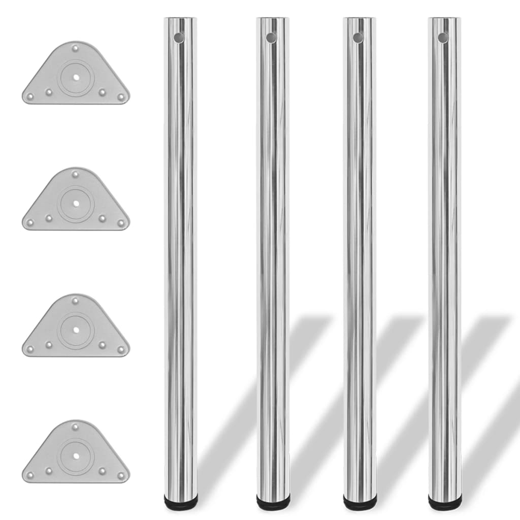 4x höhenverstellbares Tischbein Chrom 710 mm
