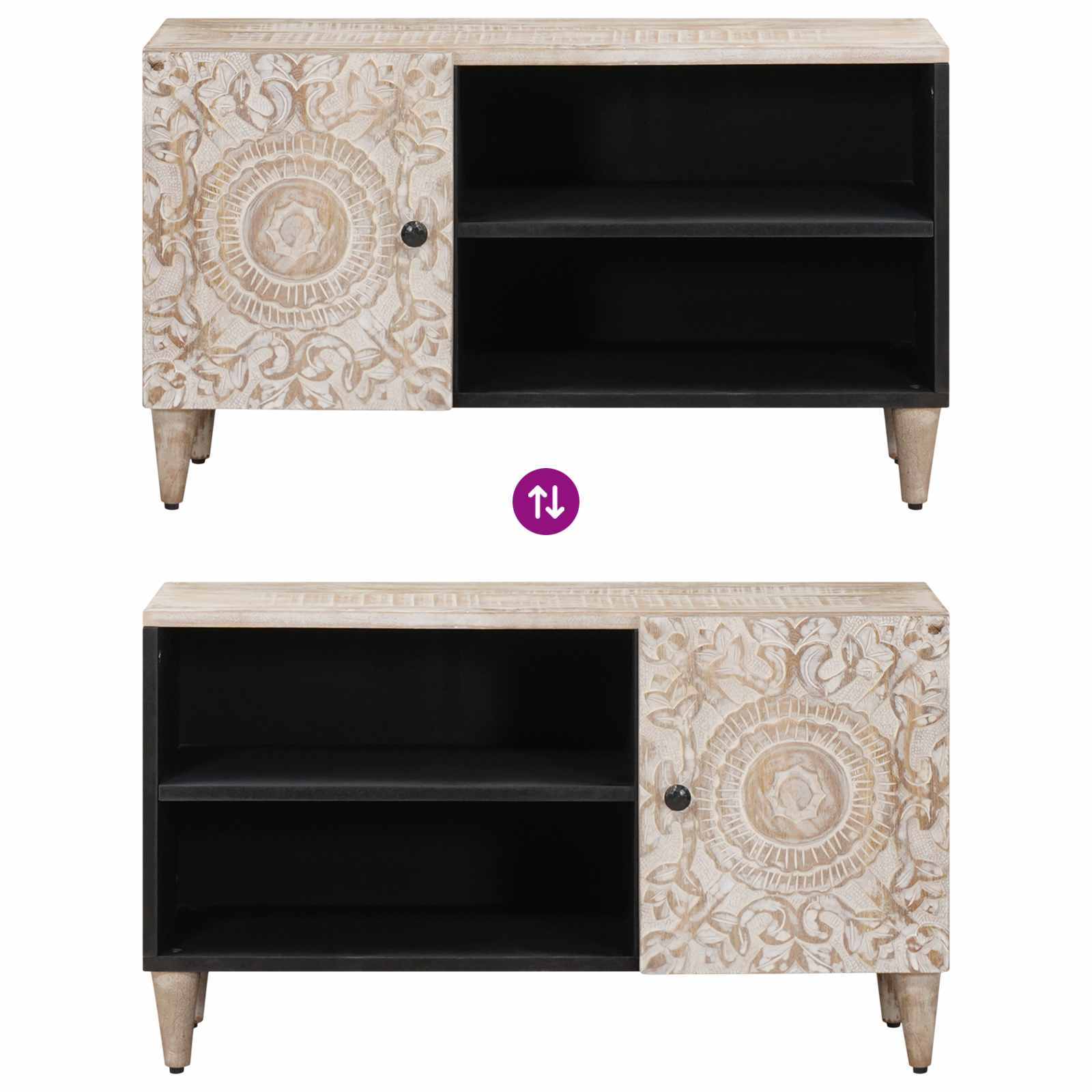 TV-Schränk mit Regal Braun 80 x 31,5 x 46 cm Massivholz Mango